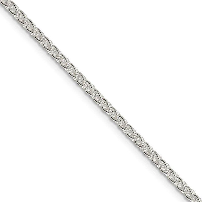 2.5mm Sterling Silver, Round Solid Spiga Chain Necklace, 22 Inch